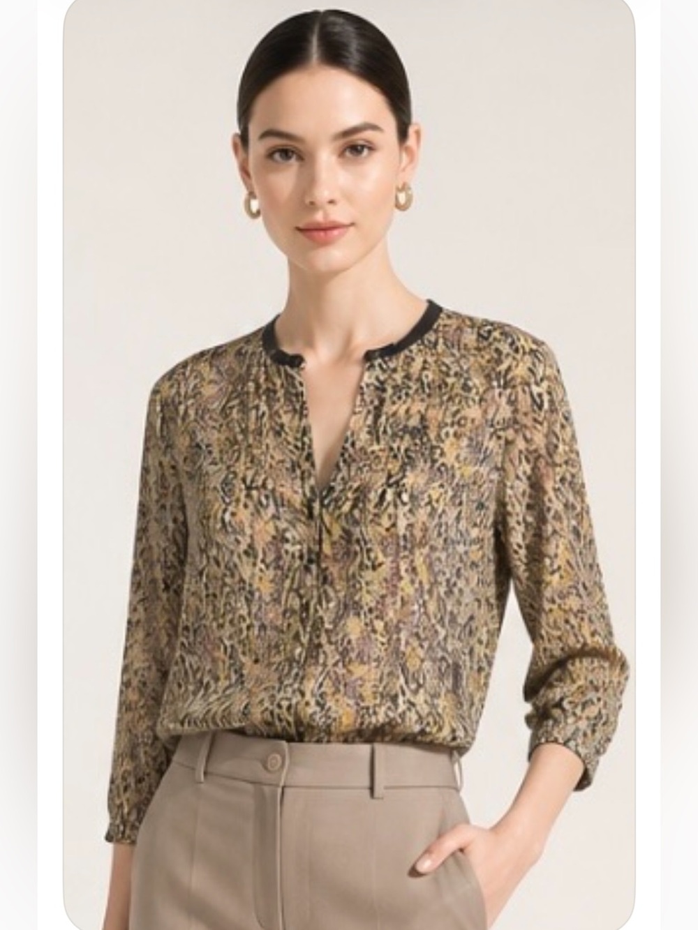 FEI Blouse Top Anthropologie Confetti Sheer Pin Tuck Peasants Silk Blouse Boho